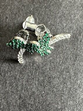 Sterling silver CZ Palm Tree Stud Earrings